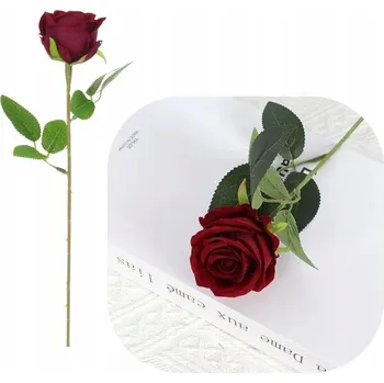 umělá květina RŮŽOVÁ SAMETOVÁ VĚTVIČKA UMĚLÉ KVĚTINY DEKORACE DO VÁZY 50 CM ČERVENÁ