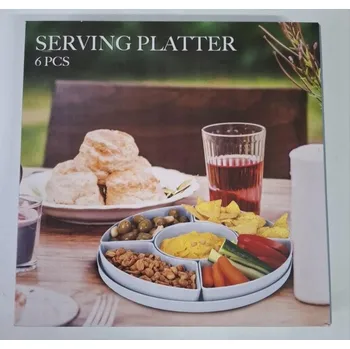 Sada melaminového nádobí pro servírování, modrý tác, 6 kusů