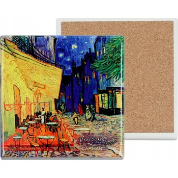 Obraz Carmani, keramická čtvercová podložka pod hrnek - VAN GOGH/Kavárenská terasa