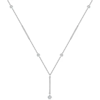 Náhrdelník Stříbrný náhrdelník 925 s čirými zirkony a hladkými tyčinkami