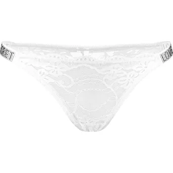Body Secret Loves krajková tanga s kamínky XL bílá
