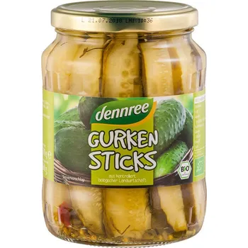 Sušená zelenina Dennree Nakládané okurky krájené 670 g bio BIO VEGAN Množství: 1 ks