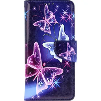 Pouzdro na mobilní telefon Pouzdro Xiaomi Redmi Note 14 Pro knížkové Modré s motýlky (kryt neboli obal na Xiaomi Redmi Note 14 Pro)
