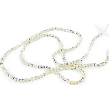 Korálek Skleněné korálky broušené ohňovky 2 mm s AB efektem, na šňůrce, malé, 2 žlutá světlá AB