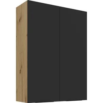 Kuchyňská skříňka Vysoká horní kuchyňská skříňka LUNARA - šířka 80 cm, černá / dub artisan