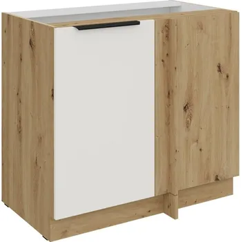 Kuchyňská skříňka Prodloužená rohová skříňka LUNARA - šířka 90 cm, bílá / dub artisan