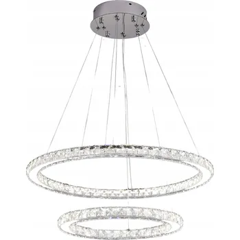 Závěsné stropní svítidlo LED LUSTR DÁLKOVÝ OVLADAČ 2 KRUHY 40+60cm křišťálové