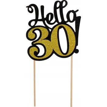 Obraz Topper na dort Godan Hello 30! černo-zlatý