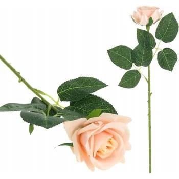 umělá květina Silikonová Růže Větvička Umělé Květiny Dekorace do Vázy 44 cm - Šampaň