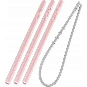 Brčka pro děti s kartáčkem na čištění, 3 ks, růžová