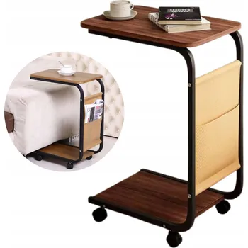 Konferenční stolek ODKLÁDACÍ STOLEK KÁVOVÝ noční dvoupatrový kapsa na noviny na kolečkách