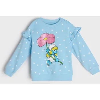Dívčí mikina Sinsay - Mikina typu crewneck The Smurfs - světle modrá - 590GK-50X - 590GK-50X-80