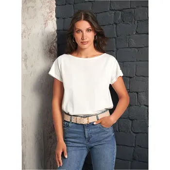 Dámské tričko Sinsay - Tričko s krátkým rukávem - krémová - 8530J-01X - 8530J-01X-XXS-1