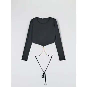 Dámská halenka Sinsay - Halenka s&nbsp;ozdobným vázáním - černá - 4283F-99X - 4283F-99X-L