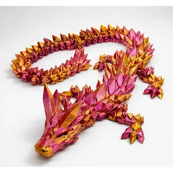 Figurka Svíčkománie3D Flexi 3D krystalový drak z 3D tiskárny Růžovo-zlatá