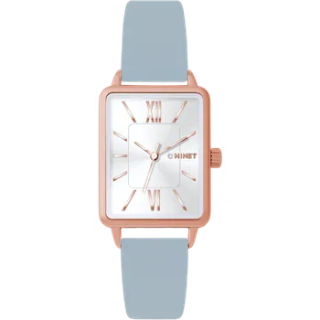 MINET Rosegold dámské hodinky SIENA s šedým koženým řemínkem MWL5436