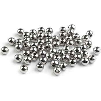 Dětské navlékací korálky Plastové voskové korálky / perly Glance Metalic Ø6 mm, střední, 2 stříbrná tmavá