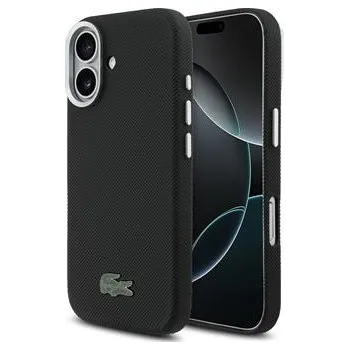 Pouzdro na mobilní telefon Lacoste PVC Iconic Petit Pique Metal Logo MagSafe Zadní Kryt pro iPhone 17 Black