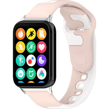 Ostatní příslušenství k chytrým hodinkám eses Silikonový řemínek pro Xiaomi Redmi Watch 4, 5, 6 a Smart Band 8 Pro a 9 Pro - Růžovo bílý
