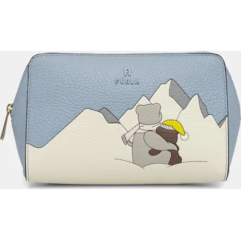 Kosmetická taška Kožená kosmetická taška Furla WE00618.BX4290.4500S modrá 50X, vel. ONE SIZE