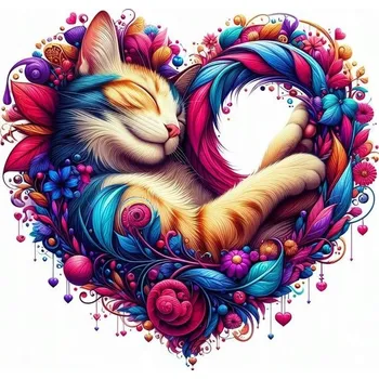 Obraz Nažehlovačka Termo Aplikace Nálepka na Oblečení KOČKA KOTĚ SRDCE