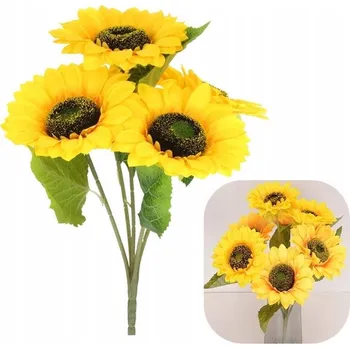 umělá květina SLUNEČNICE KYTICE UMĚLÉ KVĚTY 5 SLUNEČNIC DO VÁZY ARANŽMÁ 45 CM