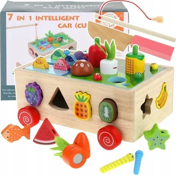 Dřevěná hračka DŘEVĚNÁ MONTESSORI HRA TŘÍDIČ MRKVE ČERVÍCI HRAČKA VZDĚLÁVACÍ