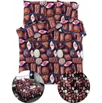 Povlečení Sada povlečení povlečení 160x200 + 2x POVLEČENÍ NA POLŠTÁŘ 70x80 SATÉN ČOKOLÁDA