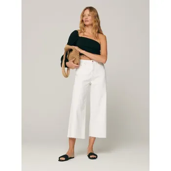 Dámské oblečení Sinsay - Džíny cropped high waist - krémová - QA495-01J - QA495-01J-34