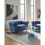 Křeslo Chesterfield z modrého sametu, prošívané vintage glamour Beliani