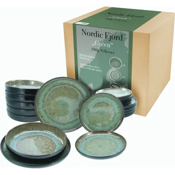 Sada nádobí Creatable Sada nádobí Nordic Fjord (18dílná sada talířů, zelená)