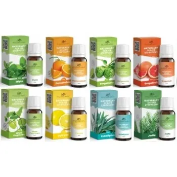 Vonný olej SADA 8 PŘÍRODNÍCH 100% ESENCIÁLNÍCH OLEJŮ PIUORGANIC AROMATERAPIE SVÍČKY