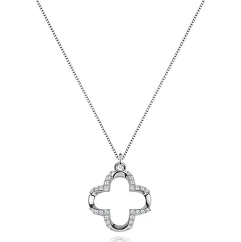 Přívěsek Stříbrný náhrdelník 925 se čtyřlístkem a čirými zirkony