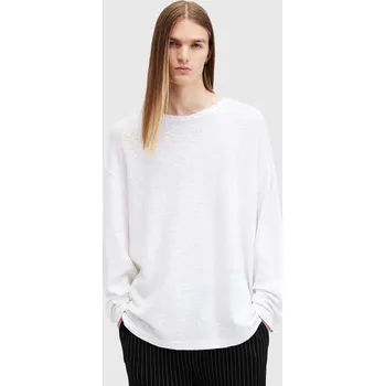 Pánský svetr Bavlněný svetr AllSaints SEARS LS CREW M003JB bílá 00X, vel. M