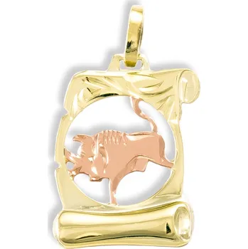 Přívěsek GEMMAX Zlatý přívěsek Býk - měsíční znamení, pergamen, žluto-červené zlato – zlatý šperk ryzosti 585/1000 v Dárkovém balení s Certifikátem GUPCN-00161