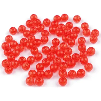 Dětské navlékací korálky Plastové korálky kraklované Ø6 mm, střední, 5 (3) červená