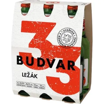 Nápoj Budvar 33 světlý ležák 6×0,33 l