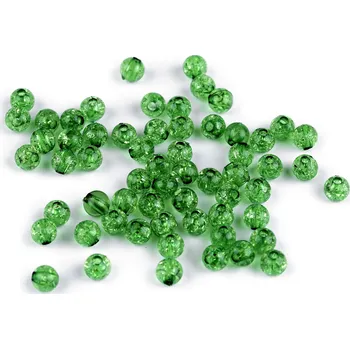 Dětské navlékací korálky Plastové korálky kraklované Ø6 mm, malé, 8 (24) zelená