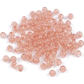 Dětské navlékací korálky Plastové korálky kraklované Ø6 mm, malé, 7 (10) béžová