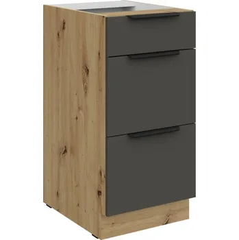 Kuchyňská skříňka Kuchyňská skříňka se šuplíky LUNARA - šířka 40 cm, grafit / dub artisan