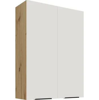 Kuchyňská skříňka Vysoká horní kuchyňská skříňka LUNARA - šířka 80 cm, bílá / dub artisan