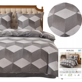 Povlečení 3D GEOMETRIE POVLEČENÍ ČTVEREC 220x200cm GRAFIT + 2 POVLAKY NA POLŠTÁŘE 70x80