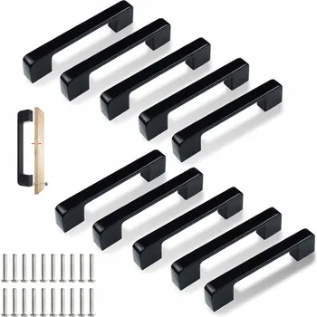 Nábytkové kování NÁBYTKOVÁ ÚCHYTKA ČTVEREC ČERNÁ NA SKŘÍŇKU 128mm 10x