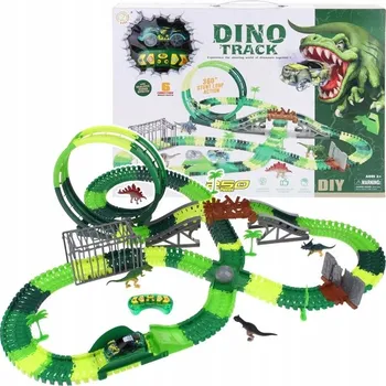 autodráha Závodní autodráha Dino Park s dinosaury na dálkové ovládání, 250 dílů