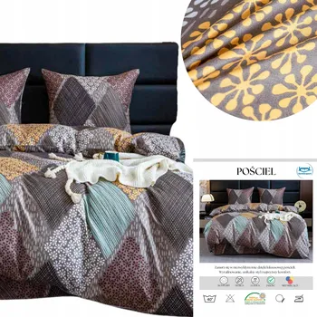 Povlečení Povlečení 160x200 3dílná sada povlaků 70x80 saténové Maria geometrické