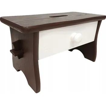 STŘEDNĚ HNĚDÁ STOLIČKA S BÍLOU ZÁSUVKOU taburet RYCZKA židlička štokrle