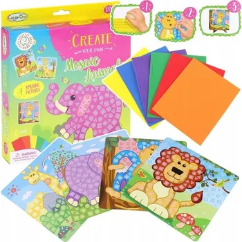 kreativní sada KREATIVNÍ SADA PĚNOVÁ MOZAIKA SAFARI ZVÍŘATA ŠABLONY