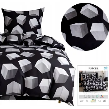 Povlečení Povlečení 200x220 cm Sada 3 dílná Černé Geometrické 3D Vzorované