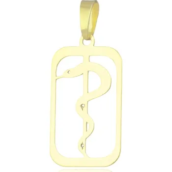 Přívěsek GEMMAX Original – garance kvality Zlatý přívěsek lékařský znak - Aeskulapova hůl – zlatý šperk ryzosti 585/1000 v Dárkovém balení s Certifikátem GUPYN-38591