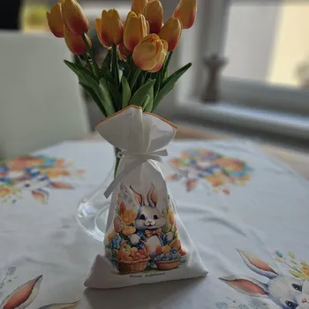 Velikonoční dekorace Pytlík na koledu s nápisem Veselé Velikonoce rozměry 19x28 cm